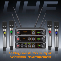 Sistema de Micrófono Inalámbrico UHF de 4 Canales CHXYKOM, Construcción Metálica Cardioide para Eventos Grupales, Actuaciones en Escenario, Karaoke y Más
