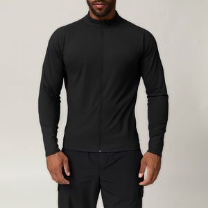 Venta al por mayor de alta calidad, transpirable, de secado rápido, abrigo con cuello levantado, Color sólido, para correr, deportes al aire libre, chaqueta con cremallera, ropa deportiva - Product Image 4