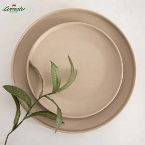 Ensemble cadeau classique couleur glaçure 16 pièces bords ensembles de vaisselle en grès céramique Beige mat pour événement Restaurant mariage - Product Image 5