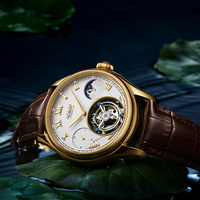 Envío Directo de Reloj Tourbillon para Hombre, con Disco de Piedra, Cristal Mineral, Correa de Cuero de 22 mm, Reloj Mecánico Hangzhou, Resistente al Agua, de Lujo