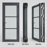 Puerta Interior Abatible de Diseño Minimalista con Marco Ultra Delgado, Bisagras Ocultas, Vista Maximizada, Vidrio Templado de Seguridad, Estilo Moderno y Contemporáneo