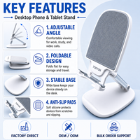 Support de téléphone portable pliable et réglable en gros, support de bureau pour téléphone portable et tablette, en ABS antidérapant, fournisseur d'usine OEM ODM