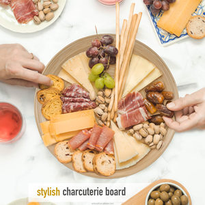 Bambu Artesanal Redonda Bandeja De Servir De Madeira Para Servir Alimentos Pequena placa De Madeira Para Mesa De Café Otomana Bandejas De Madeira Casa - Product Image 2