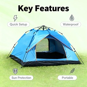 Carpa Pop-Up de una Habitación con Estructura Recta, para 3-4 Personas, Uso en las Cuatro Estaciones, Apertura Automática Rápida, Impermeable - Product Image 4