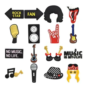 Phổ Biến Ca Sĩ Nhạc Rock Loạt Cho Phim Hoạt Hình PVC Giày Charms Cụ Microphone Phụ Kiện Cho Cổ Điển Clog Quà Tặng