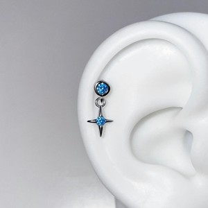 Pendientes de titanio G23 con circonita rosa brillante y colgante de cruz, <span class=keywords><strong>piercing</strong></span> para nariz y <span class=keywords><strong>labio</strong></span>, regalo de boda para mujer - Product Image 2