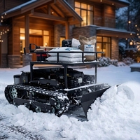 Tondeuse à gazon industrielle robuste sur chenilles, sans fil, lame de nettoyage de neige hivernale, porte-bagages arrière, système de visibilité nocturne LED
