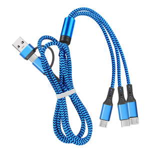 5 trong 1 đa đầu Nylon Braid 2-in-3 sạc cáp Max 3A phí dòng để sạc 3 thiết bị hoặc điện thoại di động cùng một lúc - Product Image 4