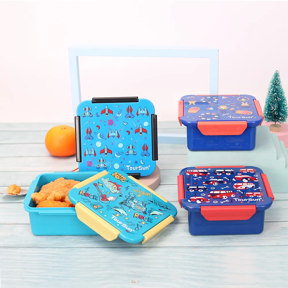 Toursun Venta al por mayor Fiambrera Niños Pp Cuadrado Plástico Sandwich Snack Bento Box