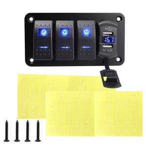 Yuhe YH-DH4-QA 3 Gang <b>12V</b> SPST USB Charger Voltmeter Aluminum Panel on Off with Pre-Wired for Boat of Rocker <b>Switch</b> - Product Image 3