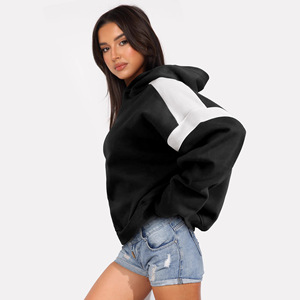 Sweat à capuche colorblock style occidental pour femme – Tendance, coupe oversize, couleurs contrastées, automne-hiver, manches longues, pull à capuche ample - Product Image 1