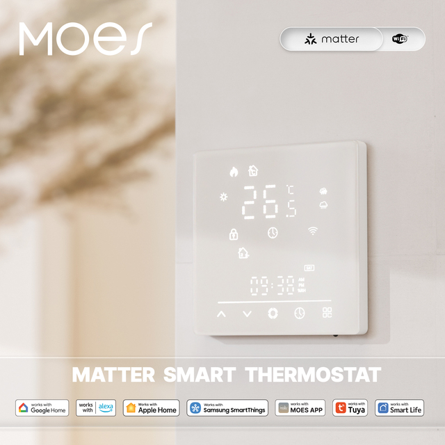 Matter WiFi Smart Home Digital Thermostat GA GB GC Floor Heating System Temperature Controller OLED Display Voice Control 16A