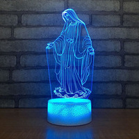Veilleuse LED 3D USB en acrylique Mini lampe tactile sur le thème de Noël 3 couleurs Table créative bureau amour cadeau 3D Illusion veilleuse