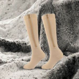 पुरुषों और महिलाओं शरद ऋतु में वैरिकाज़ नसों के लिए क्यूफ जिपर के साथ घुटने के उच्च संपीड़न स्टॉक - Product Image 3