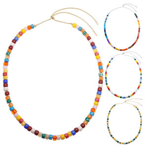 卸売ファッションフォルテビーズジュエリーギフト手作り調節可能なロープチェーンレインボービーズネックレス - Product Image 3