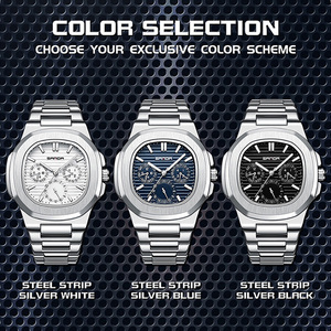 Montre-bracelet pour homme Sanda 7053 classique à six aiguilles, carrée, étanche, décontractée, pour affaires, bracelet en acier inoxydable, montre à quartz - Product Image 2
