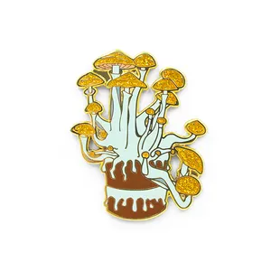 One Piece Single Custom Anime Plant Enamel Pin Supplier Soft Imitation Hard Glitter Enamel Pins Mushrooms