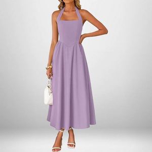 NY Spring 2026 New Style European Women's Fashionable Elegant Wide-Hung <strong>String</strong> Neckline Backless <strong>Dress</strong> - Product Image 3