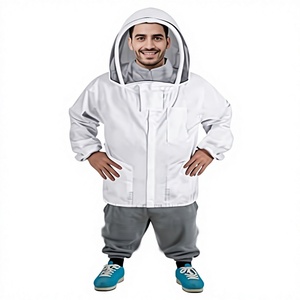 Veste de protection apicole avec voile détachable, respirante, coupe ample, manches en polyester et coton, rose, vêtement de sécurité, coutures surjetées - Product Image 6