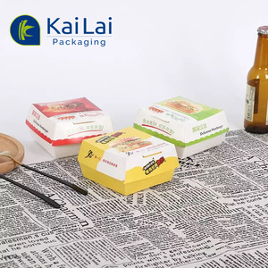 กล่องอาหารเบอร์เกอร์แบบฝาพับกระดาษแข็งลูกฟูกพิมพ์ลายแบบกําหนดเองเกรดอาหารรีไซเคิลได้ - Product Image 4