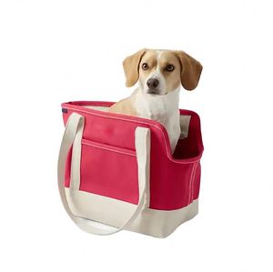 Bolso de lona de algodón hecho a mano personalizado de fábrica BSCI, bolso de transporte para perros y gatos, bolso de viaje portátil para mascotas - Product Image 1