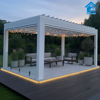 Pergola bioclimatique en aluminium de luxe Sweet Home avec toit motorisé rotatif et éclairage LED, imperméable, pour villa, cour arrière, patio