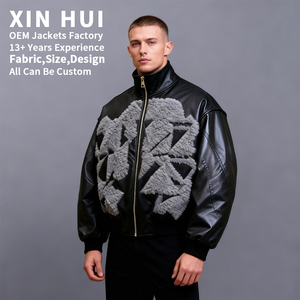 Chaqueta Bomber de Cuero con Bordado Personalizado - Otoño/Invierno, Cortavientos, Transpirable, Informal, Holgada, Tejido Ecológico, Estilo Hip Hop - Product Image 2