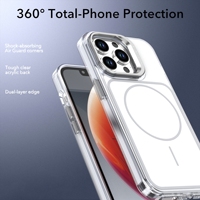 Coque de téléphone magnétique transparente anti-jaunissement avec béquille pour appareil photo, protection intégrale antichoc 360° pour iPhone 13 Pro