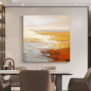 Abstract Oil Painting Hand Painted Modern Minimalist Square <b>Wall</b> Art For Living Room Sofa Background Metal <b>Frame</b> Decorative - Product Image 2