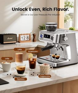 Máquina de Espresso Profesional de Acero Inoxidable, 20 Bares, Semiautomática, con Función de Molienda, Portátil, para Uso Doméstico y Hotelero - Product Image 3