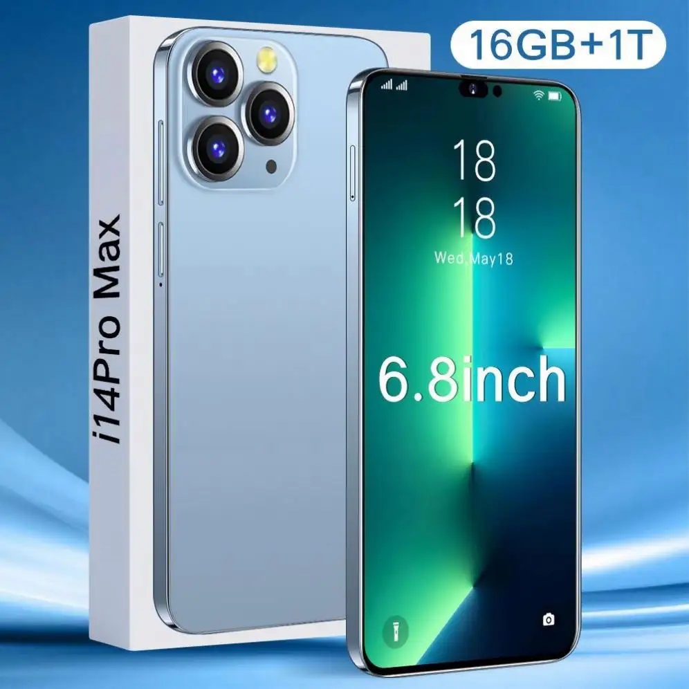 i14 pro max Mobile Phones 5G Dual SIM 16+512GB 24+48MP Beauty Camera Smartphone 6.7 inch Big Screen Flash Memory Cell Phone