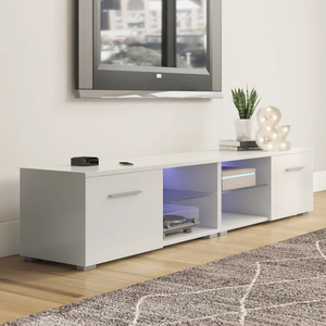 Ensemble Meuble TV en Verre pour Salon et <span class=keywords><strong>Table</strong></span> <span class=keywords><strong>Basse</strong></span>, Meuble TV Moderne avec <span class=keywords><strong>Table</strong></span> <span class=keywords><strong>Basse</strong></span> et Support TV - Product Image 3
