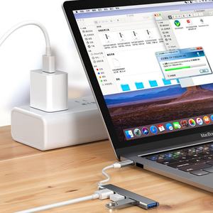Station d'accueil d'extension HUB USB 3.0 4 ports Type C en alliage d'aluminium 4 en 1 pour ordinateur portable Macbook, téléphone portable, iPad, en stock - Product Image 2