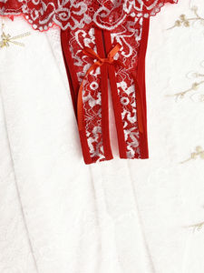 String pour femme, broderie florale romantique, entrejambe ouvert, dentelle transparente, nœud, confortable, sexy, sans couture, nylon/spandex - Product Image 2