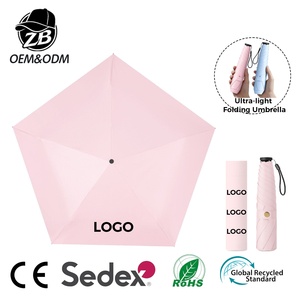 Wholesale Custom 5-Rib Carbon Fiber Ultra-<b>Light</b> Mini Folding Umbrella 103g Featherweight Compact Sun & Rain <b>Parasol</b> Umbrella - Product Image 1