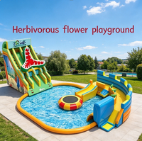 Parc aquatique gonflable commercial mobile, ensemble complet, toboggan aquatique gonflable, piscine, aire de jeux pour la location dans les parcs d'attractions