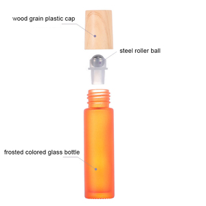 Bán buôn 10ml Frosted thủy tinh màu <span class=keywords><strong>Roll</strong></span>-<span class=keywords><strong>On</strong></span> chai phẳng rỗng đầy màu sắc tinh dầu con lăn hạt gỗ nắp nhựa bơm lại - Product Image 6