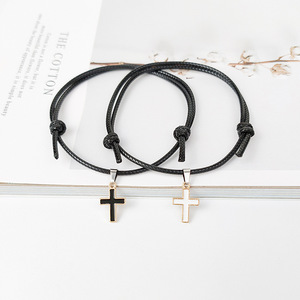 <span class=keywords><strong>2</strong></span> pièces/ensemble Simples Faites À la Main En Alliage De Corde De Cire Bijoux Couple Hommes et Femmes Main Corde Bracelet - Product Image 4