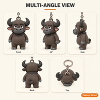 Gantungan Kunci Hewan Bison Kecil yang Lucu: Produsen Kreatif DIY Grosir Kustom Gantungan Kunci Karet PVC Lembut