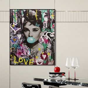 JZ phòng khách trang trí nội thất giclee <span class=keywords><strong>audrey</strong></span> <span class=keywords><strong>hepburn</strong></span> tường Áp phích đóng khung Pop Street tường nghệ thuật hiện đại canvas in graffiti bức tranh - Product Image 2