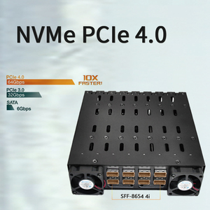 กล่องใส่ M.2 NVMe PCIe 4.0 จำนวน 8 ช่อง พร้อมหัวต่อ SFF-8654 ความเร็ว 64Gbps ขนาด 5.25 นิ้ว แบบถอดได้ ไม่ต้องใช้เครื่องมือในการติดตั้ง รองรับหลายรุ่น - Product Image 6
