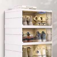 Organisateur de rangement pliable multifonctionnel en plastique transparent à double grille 5 couches, étanche, style européen, pour chaussures et vêtements de garage
