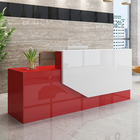 Bureau d'accueil moderne de luxe personnalisable avec logo, en MDF et pierre rose artificielle, pour bureau, supermarché, hall d'entrée, salon, boutique