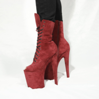 Chaussures à Talon de 20 cm pour Femmes Chaussures de Danse pour Femmes Talons de Danseuses Exotiques Bout Ouvert Bottes de Danse Sexy à la Cheville pour Femme