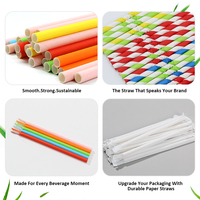 Pailles en papier imprimées colorées, tailles assorties, pailles à boire durables pour jus, sodas, smoothies, cafés, restaurants et fêtes