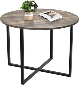 Mesa de Centro Redonda Extensible Moderna con Tapa de Madera y Estructura Metálica con 1 Año de Garantía para Muebles de Sala - Product Image 1