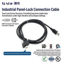 Kabel USB 3.0 Tipe-C Male ke USB-A Male Kustom OEM untuk Industri, Bersertifikasi UL2725 dengan Sekrup Pemasangan Panel