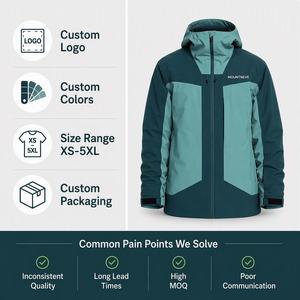 Veste de ski technique pour <span class=keywords><strong>homme</strong></span> avec capuche, blocs de couleur, poches zippées et cordon de serrage, poignets élastiques, idéale pour le ski en montagne – Pour marques de détail - Product Image 3
