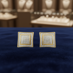 Orecchini di Lusso in Oro Giallo con Diamanti Taglio Brillante Rotondo Colore G Diamanti Naturali Unisex per Uso Quotidiano - Product Image 2