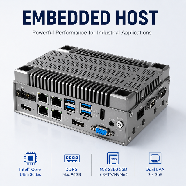 Industrial Grade Embedded Box PC Intel J6412 N97 Core I3 I5 I7 CPU 9~36V Wide Voltage Dual Display for Industrial Automation